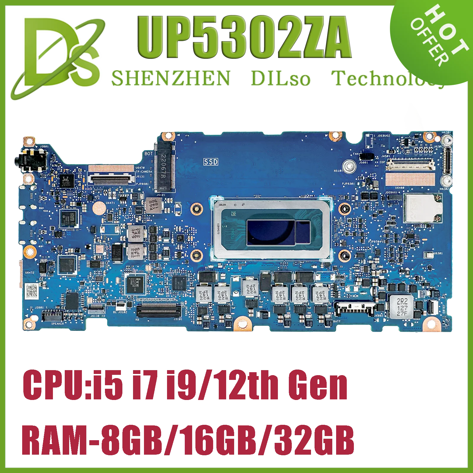 

KEFU UP5302ZA Mainboard For ASUS UP5302Z BP5302ZA RP5302ZA Laptop Motherboard i5 i7 i9 12th Gen RAM-8GB/16GB/32GB 100% tested