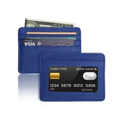 Minimalist Ultra-Thin Transparent ID Window Leather Card Holder – Unisex Compact Credit Card Wallet