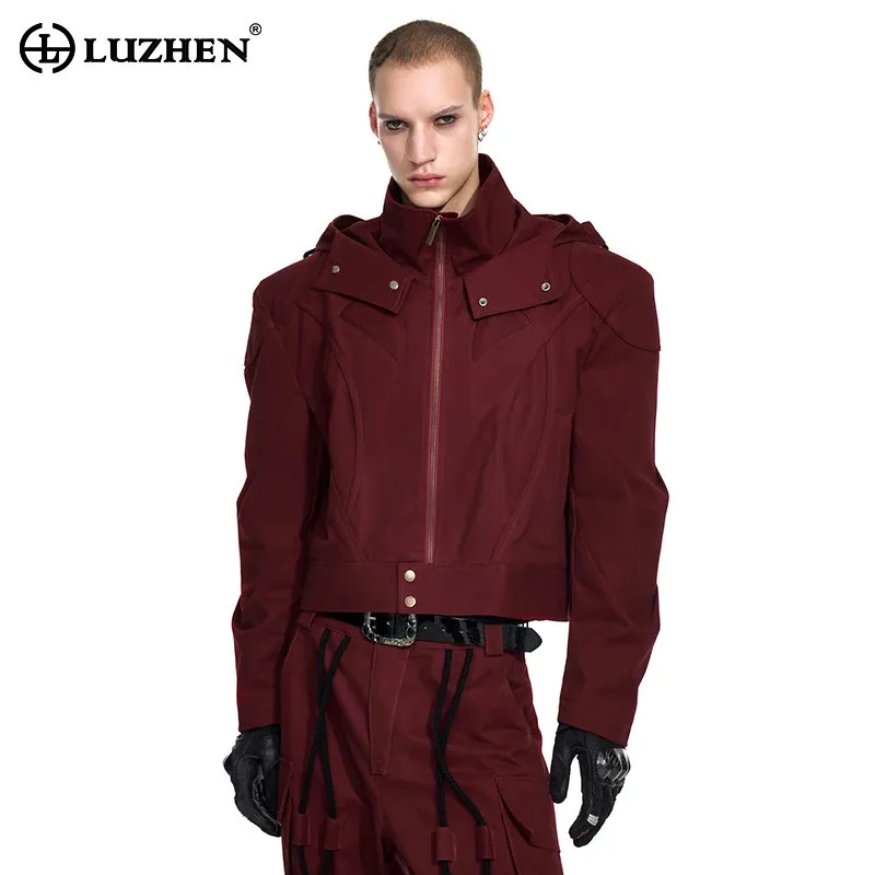 

LUZHEN 2025 Autumn New High Quality Street Hooded Jacket Men's Fashion Solid Color Handsome Casual Male Original Clothes JY4027