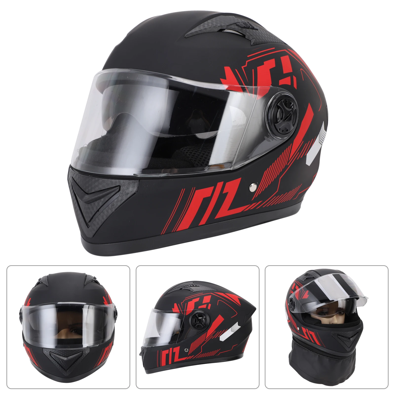 Capacete facial completo com aquecedor de pescoço removível, forro respirável e confortável, capacete leve para andar de bicicleta para homens e mulheres