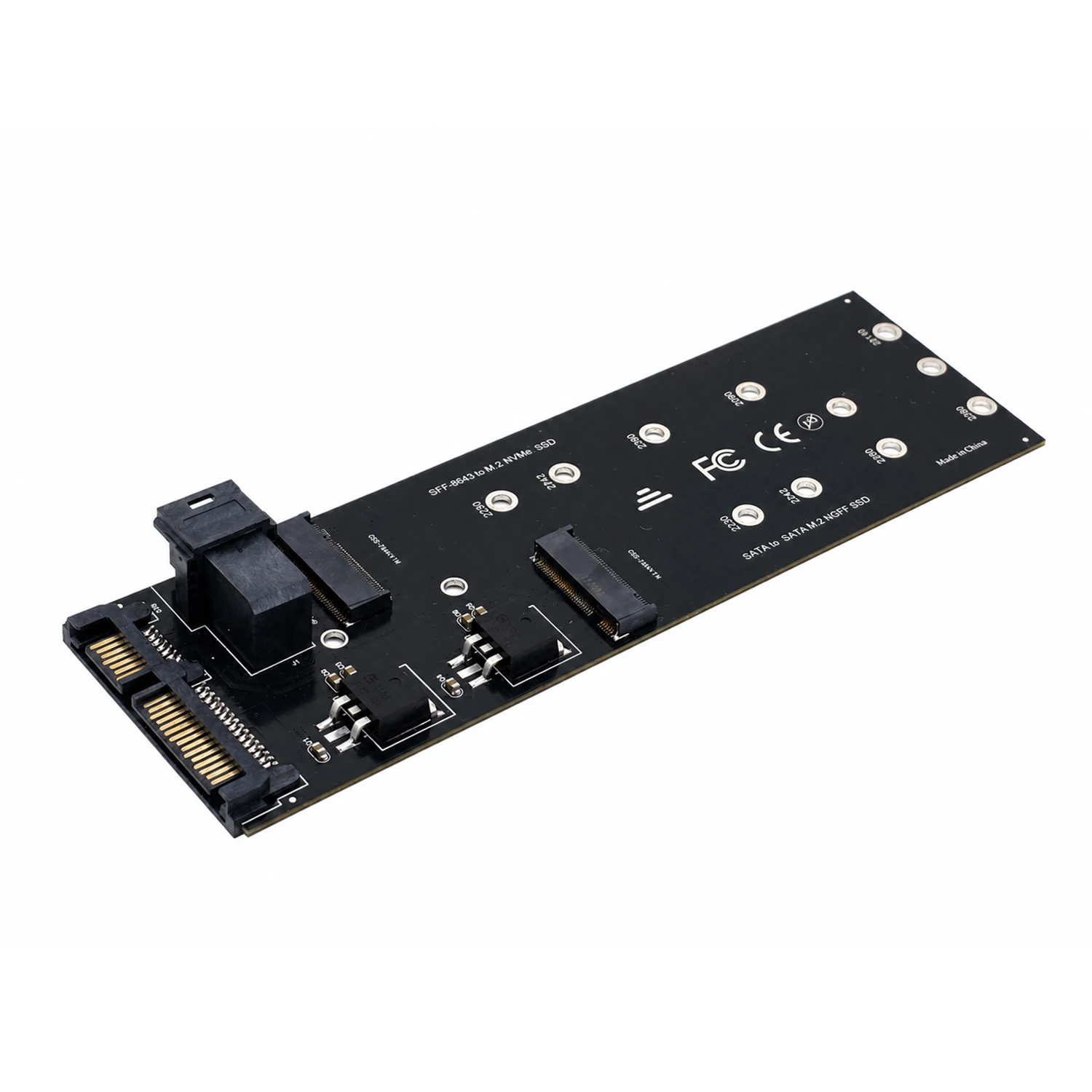 M.2 NVMe to SFF-8643 Adapter Dual Protocol M.2 SATA NGFF to SATA III SSD Converter Card for PC Server NVMe 2230-22110