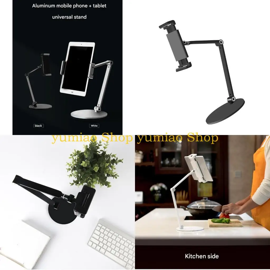 587B Adjustable Tablets Mount Stand Phone Clamp Mount For Desk Aluminum Construction With 3 Axises Tilts For Phones And E