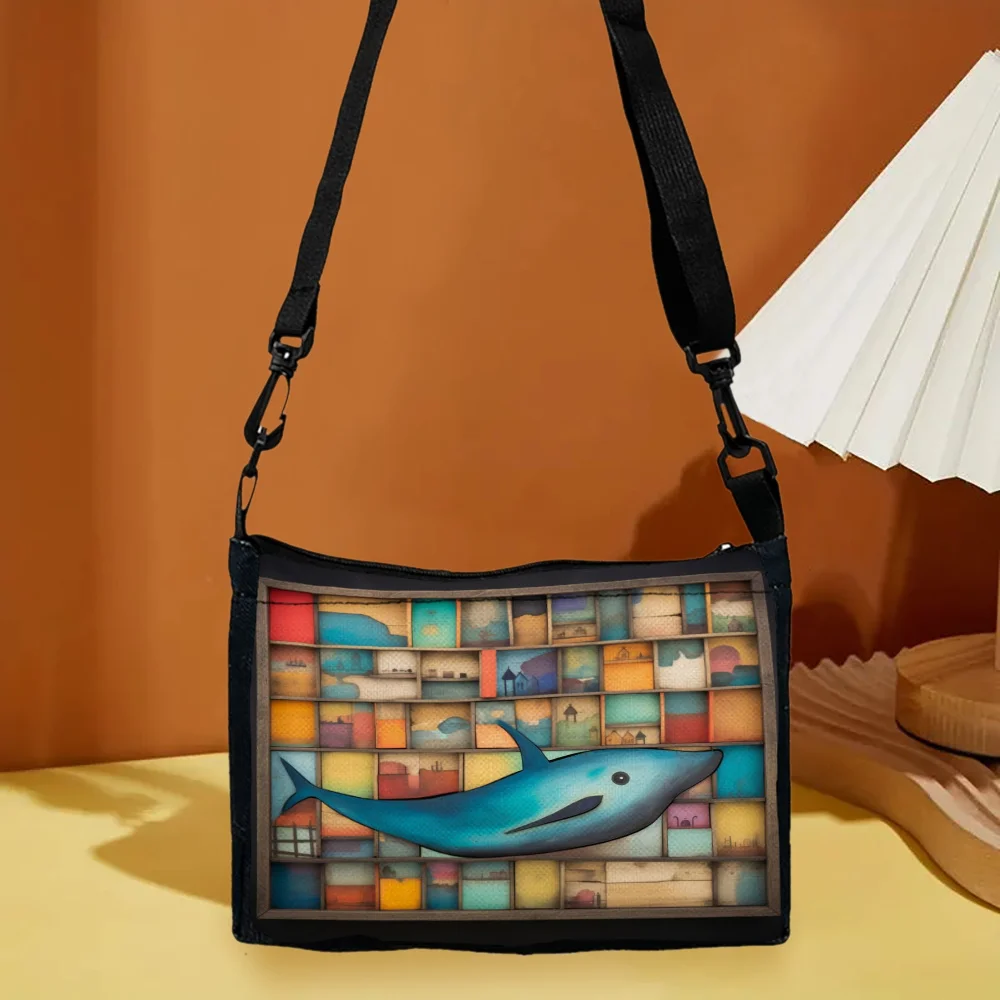 

Nautical Whale Digital Art, Stylish Shoulder Bag, Daily Light Commuter Bag, Adjustable Shoulder Straps