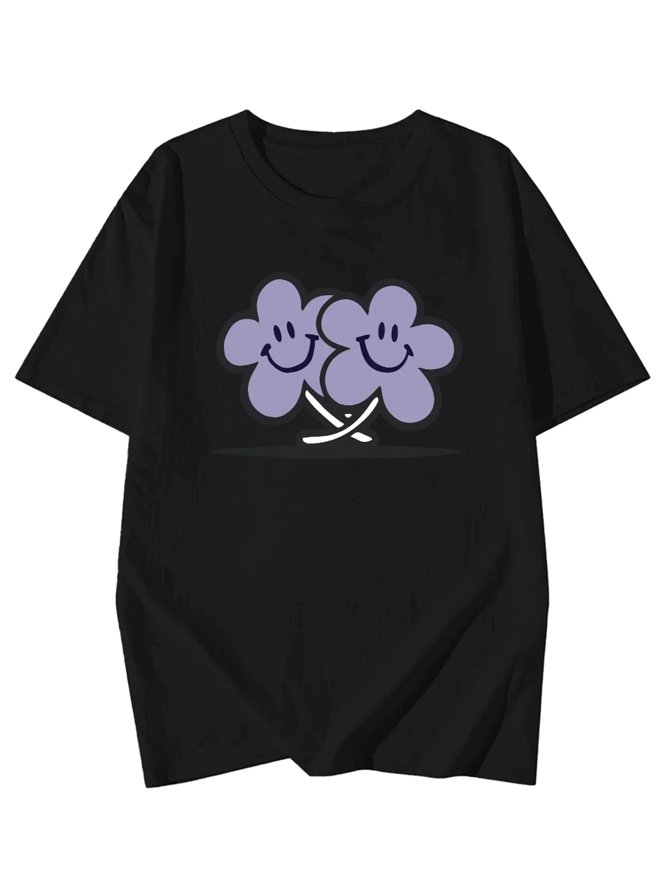Summer Women's Cartoon Print T-Shirt Slim Fit Sleeves Round Neck Casual Lightweight Breathable Harajuku Sleeve Aesthetic Clothes