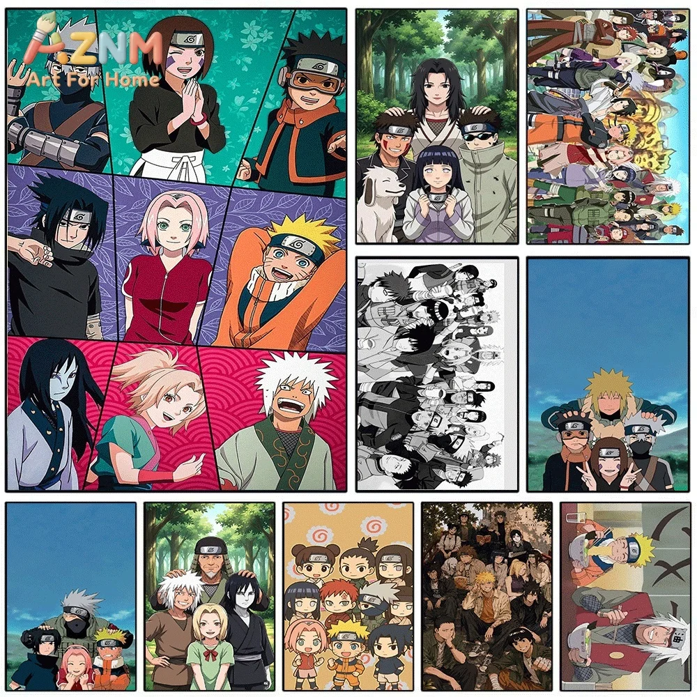 Naruto Team 7 Classic Characters Anime Canvas Wall Art Poster, Manga Print, Unframed Canvas Painting for Bedroom Living Room H