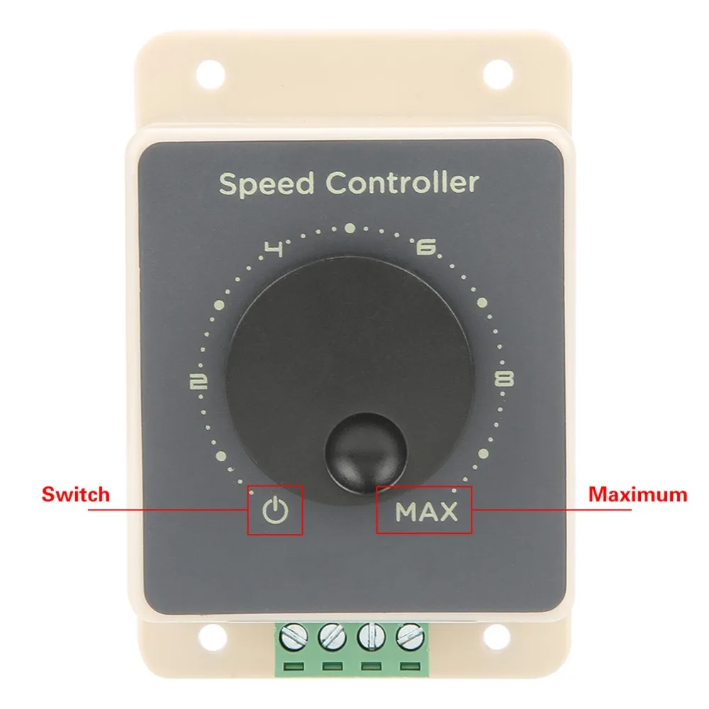 10-60V Input DC Motor Speed Controller Waterproof Design Screw Terminal PWM Motor Governor Wiring Indication Label