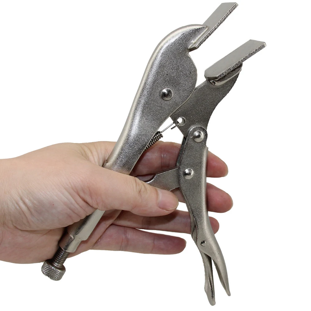 

8 Inch Locking Sheet Clamp Welding Locking Plier Curved Jaw Alloy Steel Nickel Plated Tool for Metal Forming and Assembly Tasks