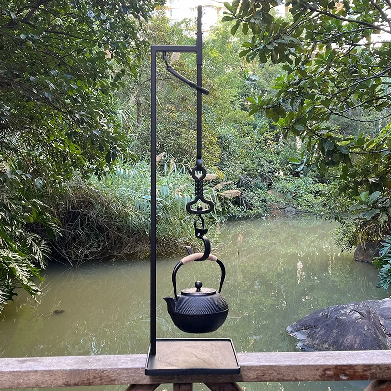 Desktop Free Hook Iron Pot Hanging Hook Hanging Pot Charcoal Stove Making Tea Interior Decoration Ornament