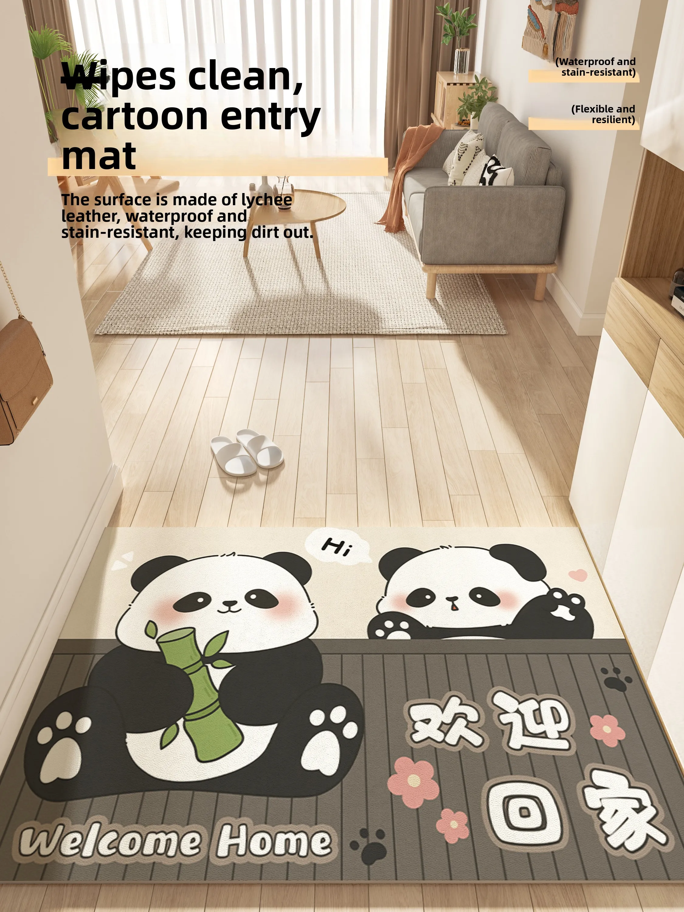 

Entrance Door Mat Anti-Slip Durable PVC Cartoon Design Home Entrance Mat Easy to Clean Dirt Resistant Long Rectangle Rug