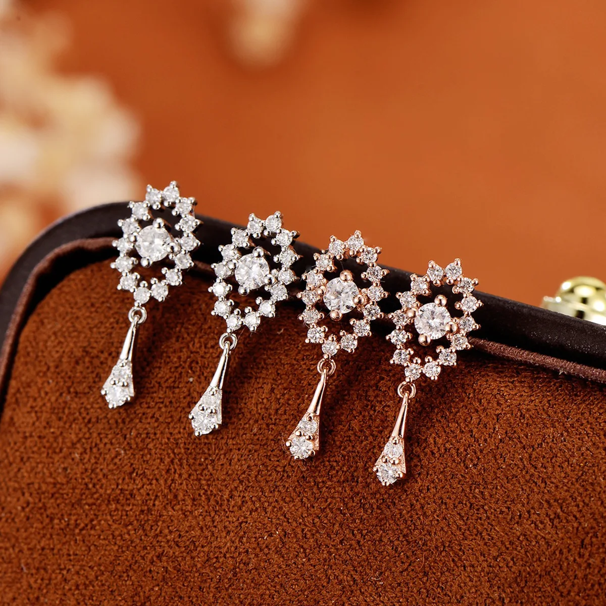 آرت ديكو 925 الفضة الدمعة الزركون قطرة المتدلية Goemetric القرط عين اللوفر الماس الأذن مربط المجوهرات المعمارية #1