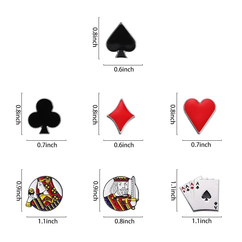 Creative Alloy Poker Cards Brooch Cartoon Red Heart Spades King Custom Enamel Pin Clothing Decoration Badge Jewelry Wholesale