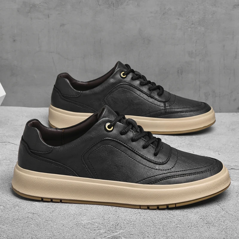 

New Men Shoes Autumn Thick Soled Business Casual High-end Retro Height Increasing Breathable Youth Fashion Trend Board Shoes