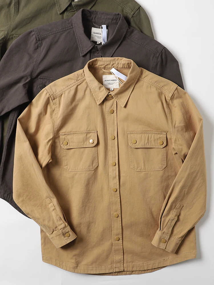 

Мужская повседневная куртка из чистого хлопка American Sle с длинными рукавами, модная, свободного кроя, весенняя, тонкая, стандартного размера