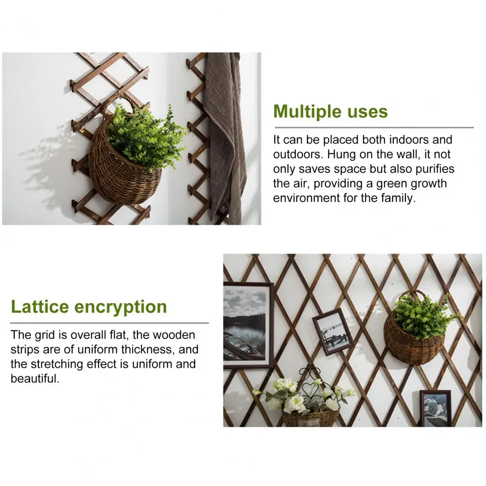 Wooden Trellis Wooden Extendable Trellis for Climbing Plants Adjustable Wall-mounted Panel Indoor Outdoor Garden Decor Grid