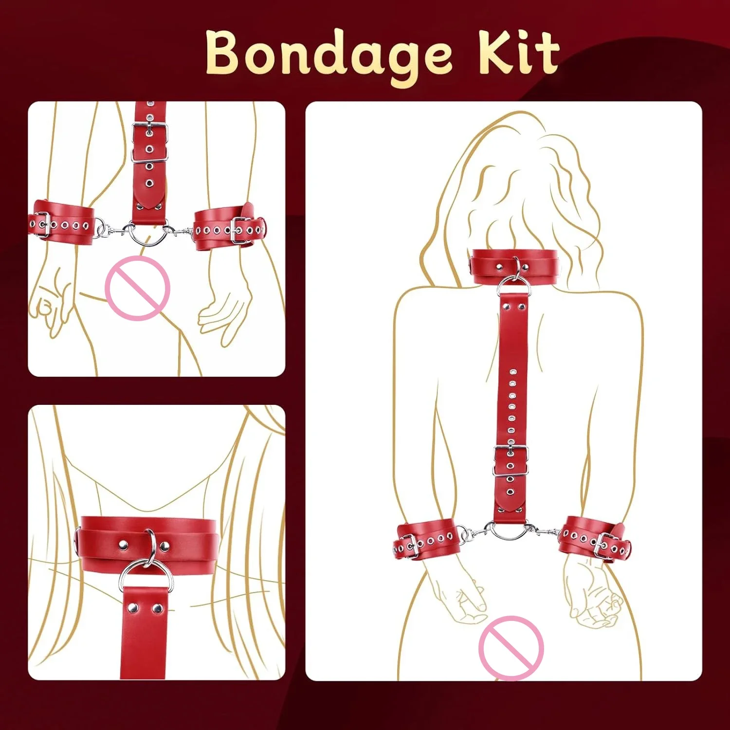 Kit perbudakan BDSM pengekangan Fetish mainan seks erotis untuk pasangan wanita perban budak kerah fit borgol permainan dewasa Master