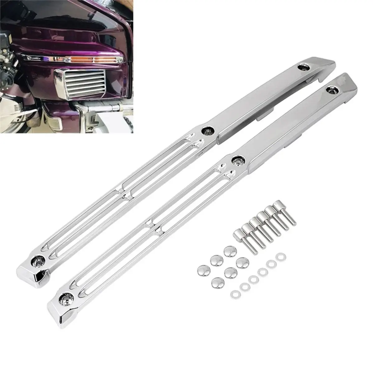 ABQE 1Pair Chrome Fairing Side Molding Trim for Honda Goldwing GL1500 GL1500A 1988-2000 Motorcycle Fairing Side Trim Strip
