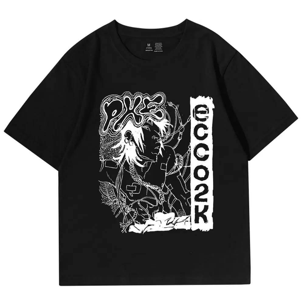 Rapper Ecco2k Bladee Drain Gang T-shirt Men\'s 2023 New Fashion Hip Hop Gothic Short Sleeve T Shirt Casual T-shirts Streetwear