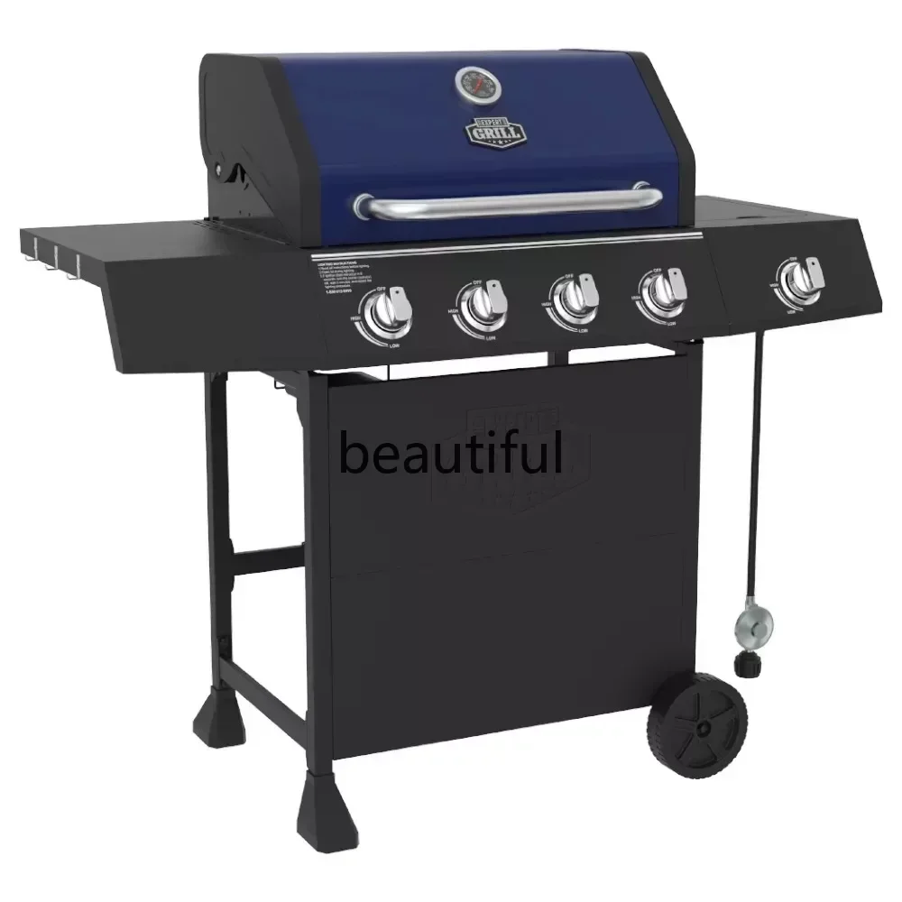 Expert Grill 4 Burner with Side Burner Propane Gas Grill in Blue Bbq Grill Outdoor Rotisserie for Bbq Barbecue Gaz Professionnel