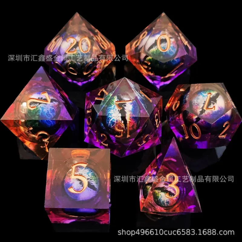 Resin Longan Dice Set for DND Dungeons & Dragons RPG Cosplay Sharp Edge Crystal Polyhedral Game Accessories Tabletop Gaming