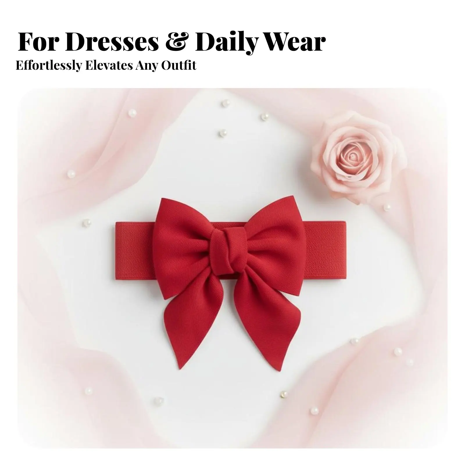Wide Ribbon Belt Elegant Design Big Bowknot Waistband Bowknot Waist Belt Easy to Wear Versatile for Women, Parties