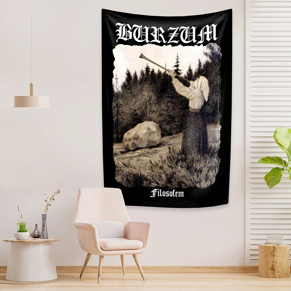 Tapiz Filosofem de Metal negro, banda Burzums, impresiones de música Rock, colgante de pared, fondo de dormitorio, decoración del hogar, pancarta de concierto