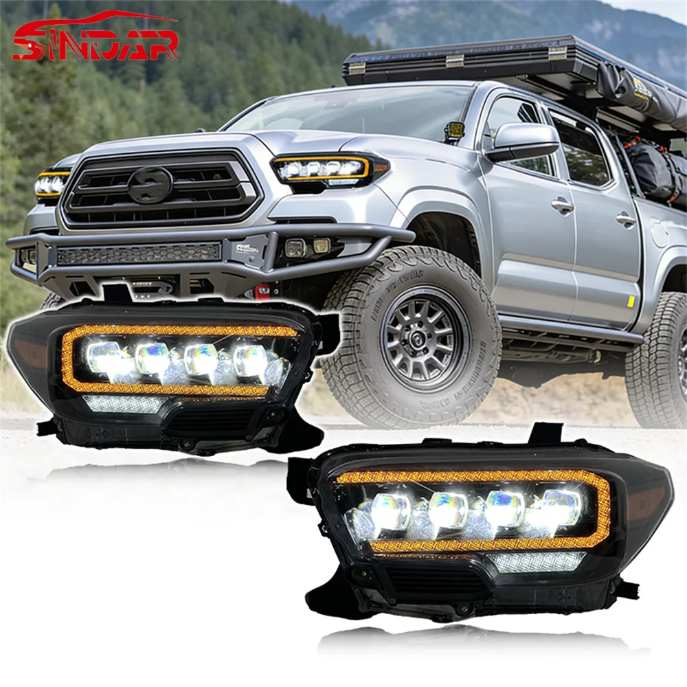 

SINDAR Auto LED Headlights Assembly Car Modified Head Lamp Accessories for Toyota Tacoma TRD 2015-2023 4 Lens Light N3 Series