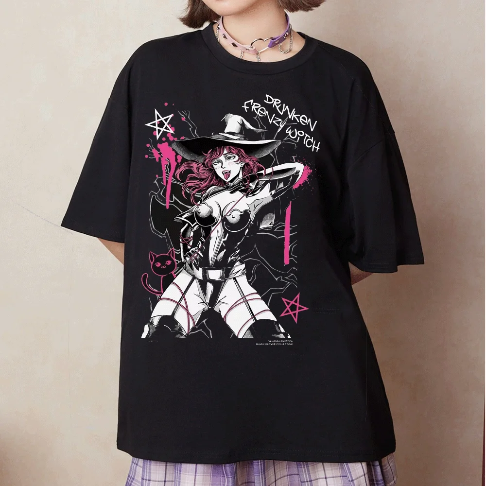 Gothic Emo Graphic T Shirts Women Anime Print Tees Japan Harajuku Cool Girl Y2K Tops Punk Alt Loose Clothes Tshirt  COTTON