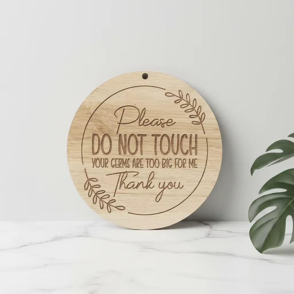 20pcs Wooden Don't Touch Baby Sign for Car Seat Baby Stroller Tag with Ribbon No Touching Baby Signage for Baby Newborn