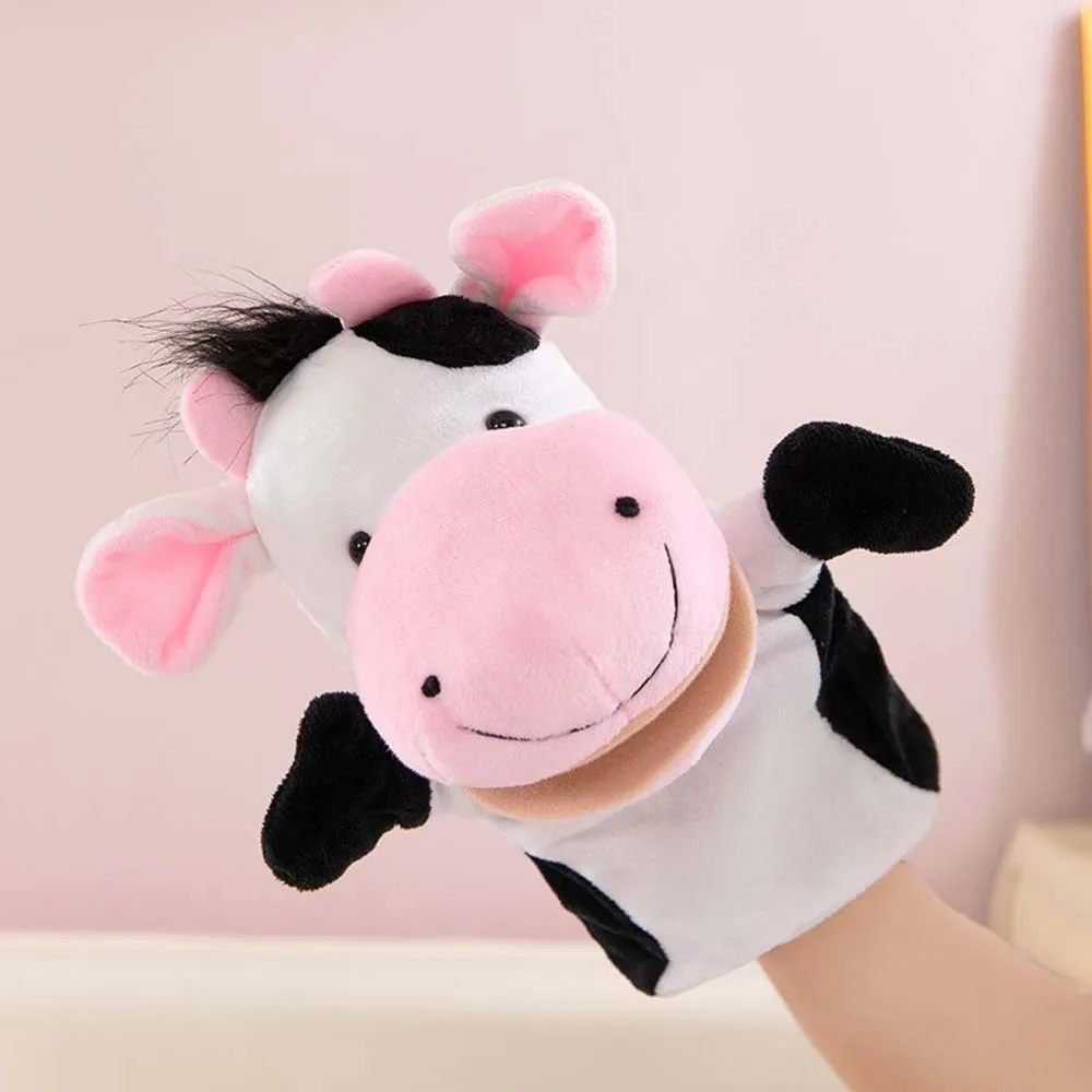 Presentes do miúdo animal de pelúcia fantoche de mão interativo dos desenhos animados boneca de mão de pelúcia bonito macaco mão fantoches de dedo pai-filho