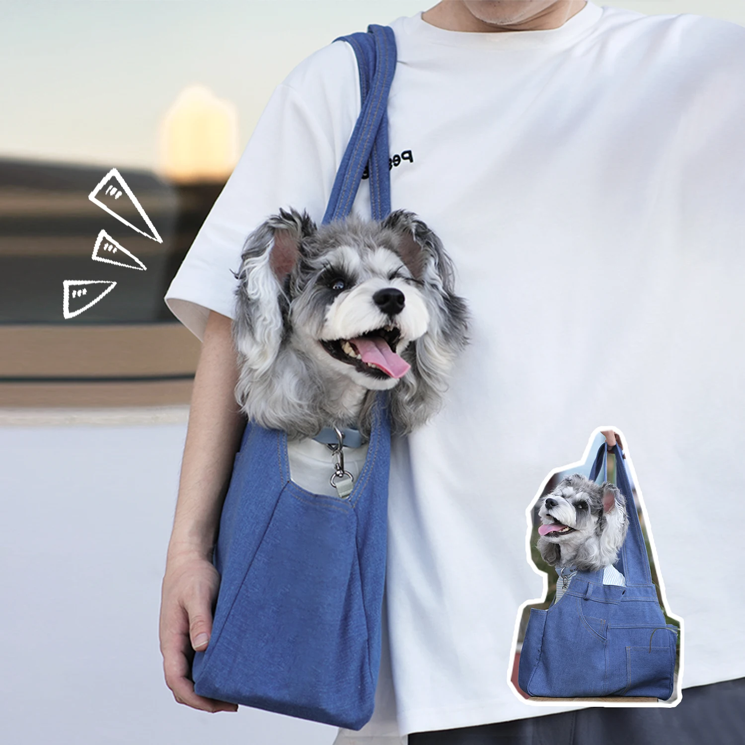 New! Portabl Pet Dog Sling Carrier Lightweight Denim Canvas Outdoor Puppy Kitten Travel Shoulder Bag