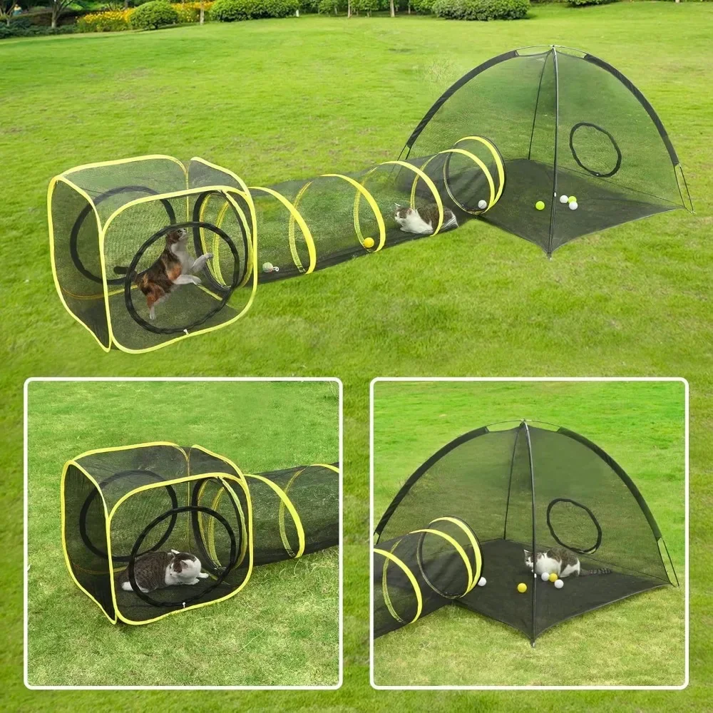 

jz Cats Indoor for Enclosures, Portable Cat Mesh,Tent,Outdoortunnel, Cat Playhouse with Adjustable Leash for Walking,Tunnel