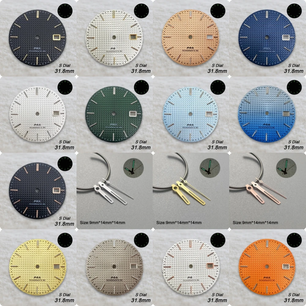 New S Logo 31.8mm PRX Dial Oak Dial Fit NH35/NH36/7S/4R Japanese Movement Green Luminous Watch Modification Repair Accessories