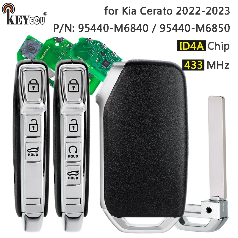 

KEYECU 433MHz ID4A Chip 95440-M6840 95440-M6850 Proximity Keyless-Go Smart Remote Key Fob for Kia Cerato 2022-2023