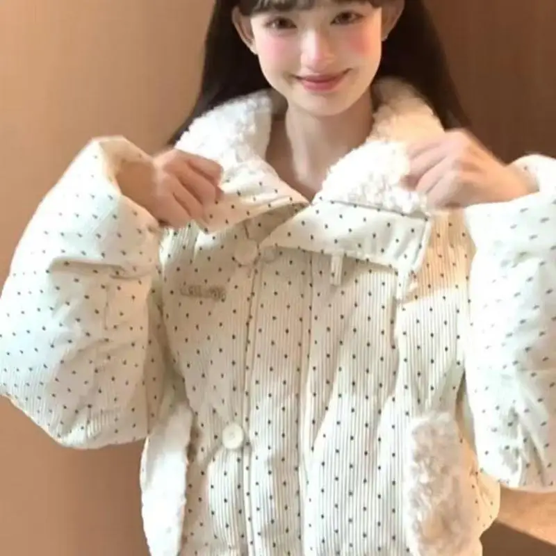 Sweet Lovely Girl's Cotton Jacket Korean Version Winter New Item Loose Casual Tops for Teenagers Thick Warm Jacket for Students