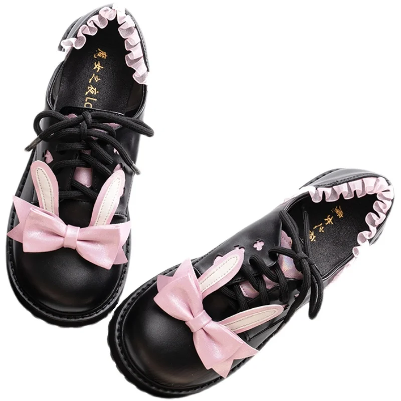 Rabbit Kawaii Style Japanese Jk Uniform Loli Shoes Pu Leather Gothic Witcher Lolita Lovely Girl Student Thick Sole Platform 41