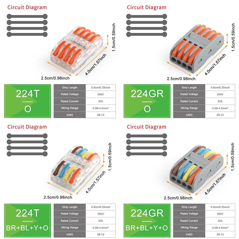 Schnellverbinder für Kabel, Hebelmuttern, Push-in-Klemmenblöcke, universelle Kabelklemmen, elektrische Verbindungselemente, 2-, 3-, 4-, 5-polig, für LED-Leuchten. – Detail 6