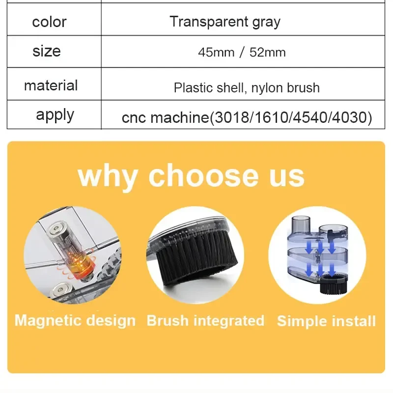 Osłona szczotki do kurzu 45 mm/52 mm do plotera CNC serii 3018 Środek do czyszczenia osłon przeciwpyłowych CNC Maszyny do obróbki drewna Narzędzia