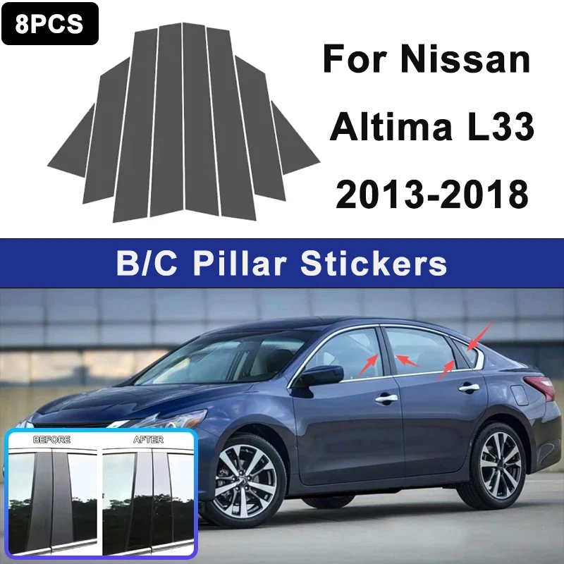 

For Nissan Altima L33 2013-2018 Window B C Pillar Post Cover Trim Stickers Door Column Decorative Exterior Accessories