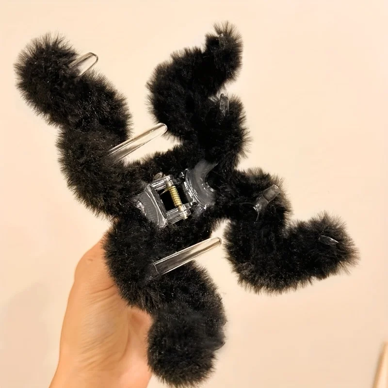 قطعتان من مشابك الشعر المخالب القطيفة، أسود، أنيق وحلو، عصري، بسيط، مريح، ناعم، مشابك شعر أنيقة، إكسسوارات الشعر، دبابيس شعر أنيقة، مشابك شعر بسيطة