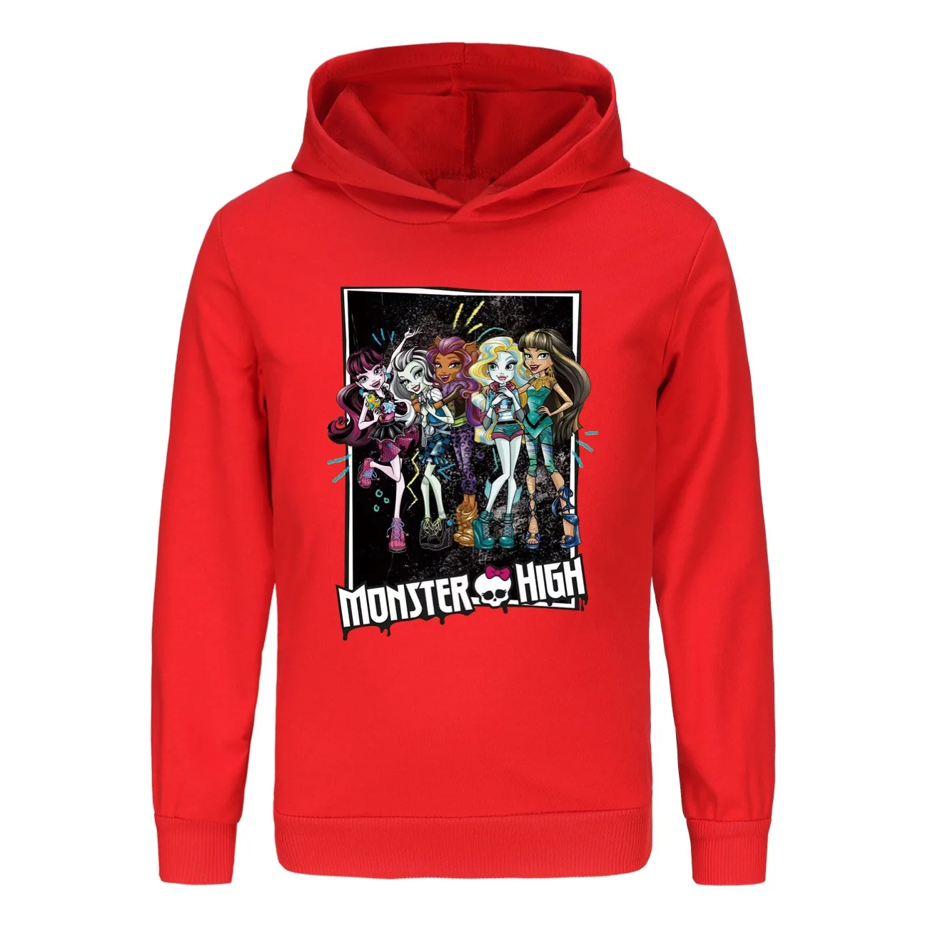 Monster High Hoodie Kids Clothes Cotton Hooded Sweater Sweatshirt Cartoon Casual Pullover Hip Hop Teenager Boys Girls Clothing