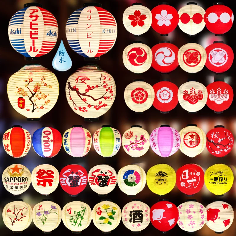 30cm Japanese Izakaya Outdoor Waterproof Decor Lanterns Sake Sushi Lamian Noodles Salmon Cuisine Restaurant Advertising Lantern