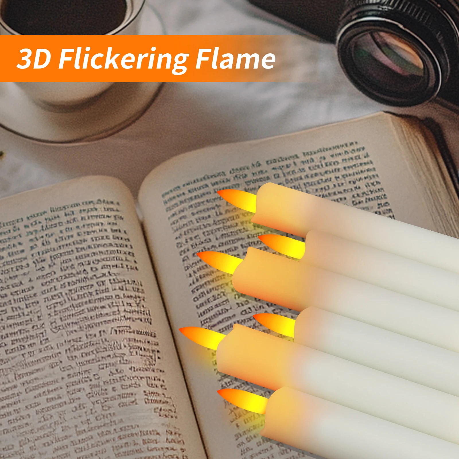 Flameless Taper Candles LED Battery Operated with Remote Timer Ivory LED Candlesticks 3D Flickering Realistic Christmas Wedding Party Home Fireplace Decor 6 Pack