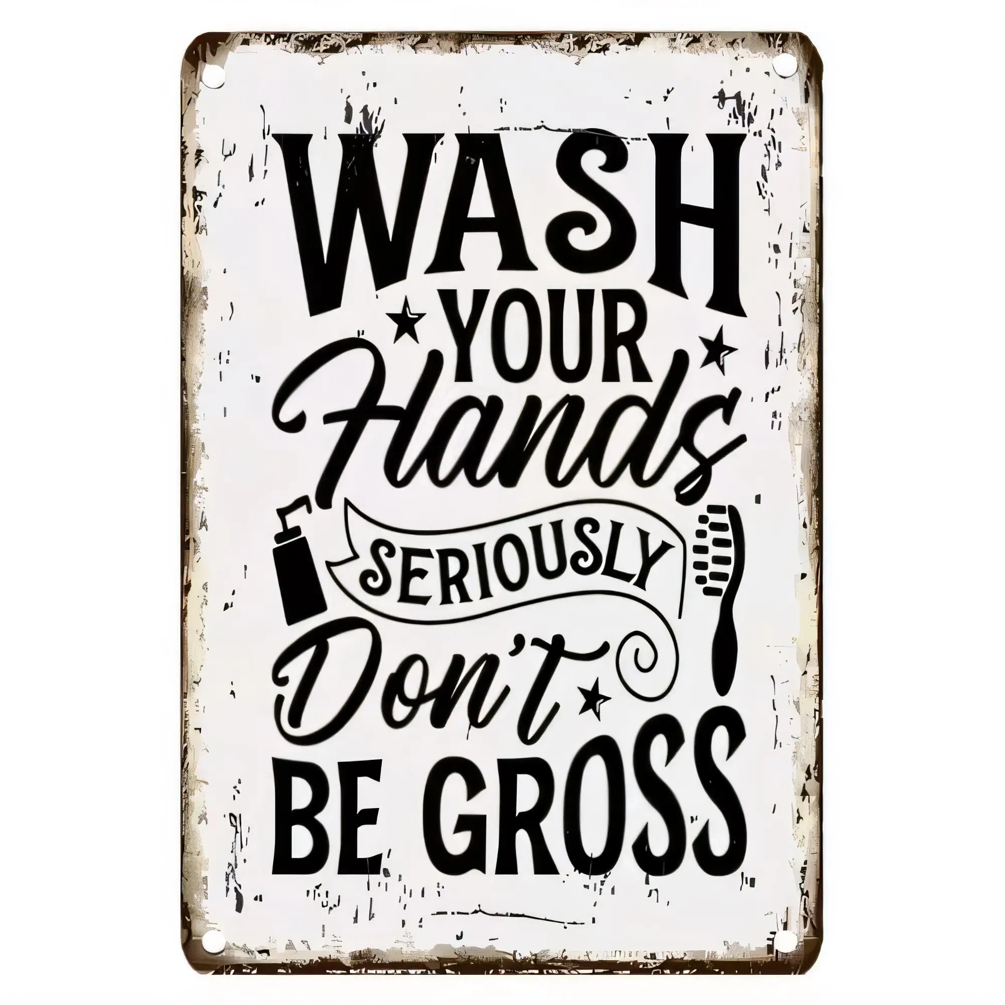 Tin Sign Wash Your Hands Seriously Don’t Be Gross Funny Bathroom Wall Decor Retro Metal Plaque for Home Kitchen Toilet Hygiene Q