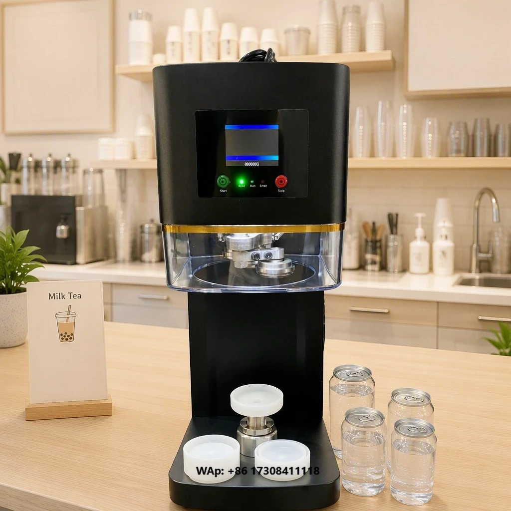 Full Automatic Plastic Cup Sealing Machine Soda Juice Non-Rotary Can Seamer Cold Drink Bottles Sealing Machine With Lids