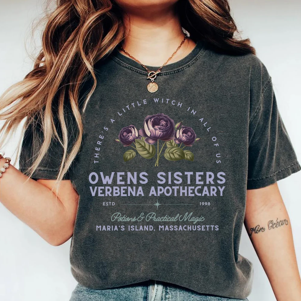 Practical Magic Shirt Practical Magic Movie Witch T-Shirt Basic Witch Fall Short Sleeve Midnight Margaritas Goth Halloween Tops
