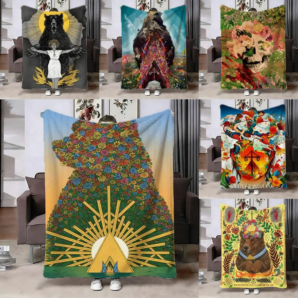 

Midsommar Throw Double-sided Cozy Flannel Throw Blanket Lightweight Skin-friendly Warm For Sofa Bed Office Travel All Season