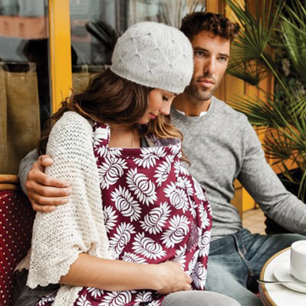 Delantal de lactancia transpirable, Poncho para amamantar, delantal ajustable con estampado de flores, paño de enfermería al aire libre, manta para