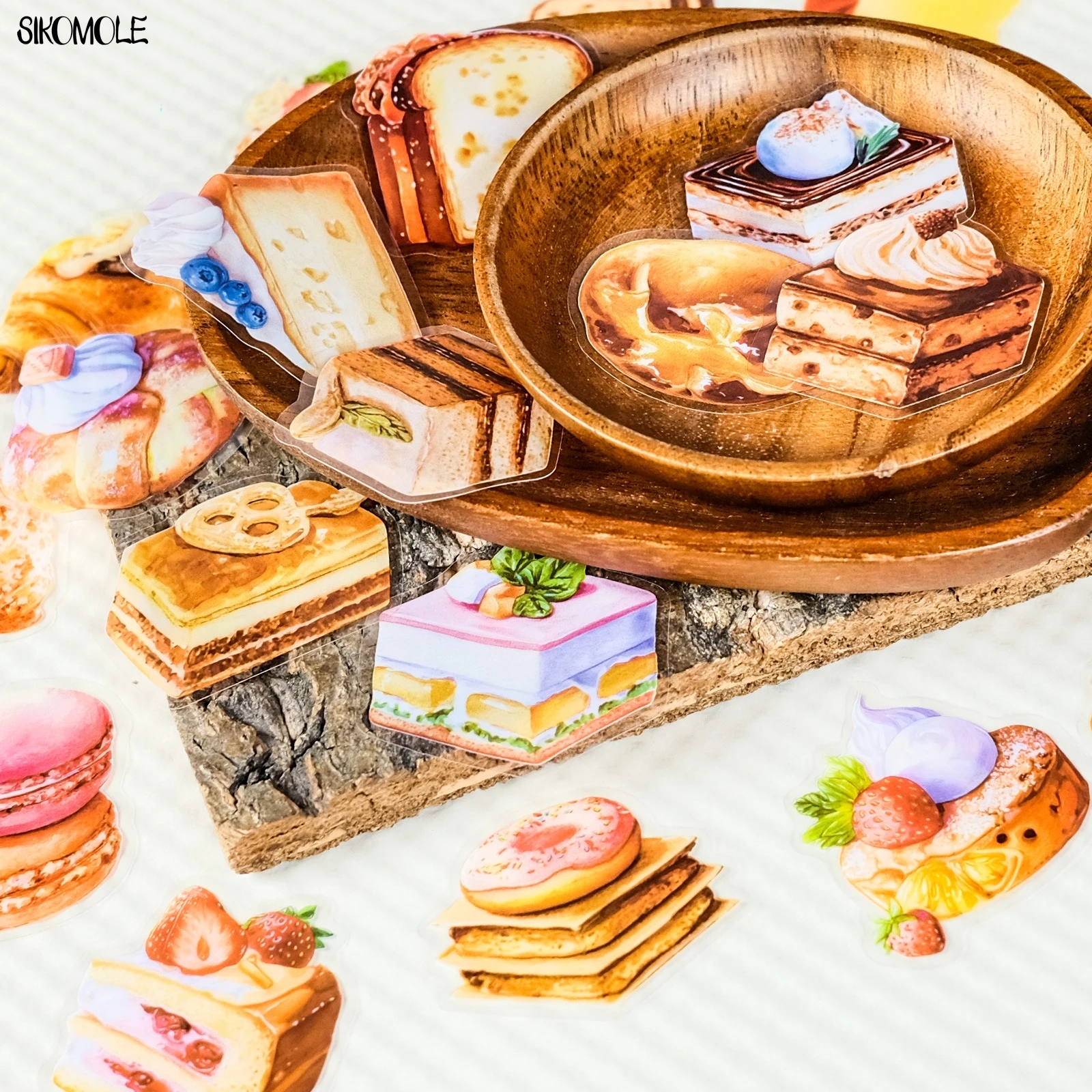 56pcs Transparent Cartoon Cake Dessert Graffiti Stickers Pack Waterproof PET Bookkeeping Material Decorative Notebook Sticker