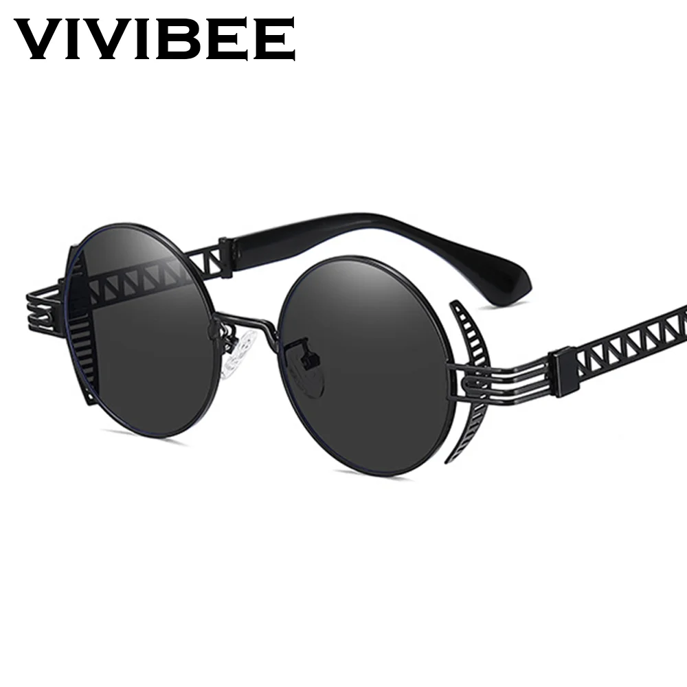 Okulary przeciwsłoneczne VIVIBEE w stylu steampunk dla mężczyzn, retro damskie metalowe akcesoria, gotyckie okulary przeciwsłoneczne UV400, lustrzane okulary punkowe, luksusowe gogle.