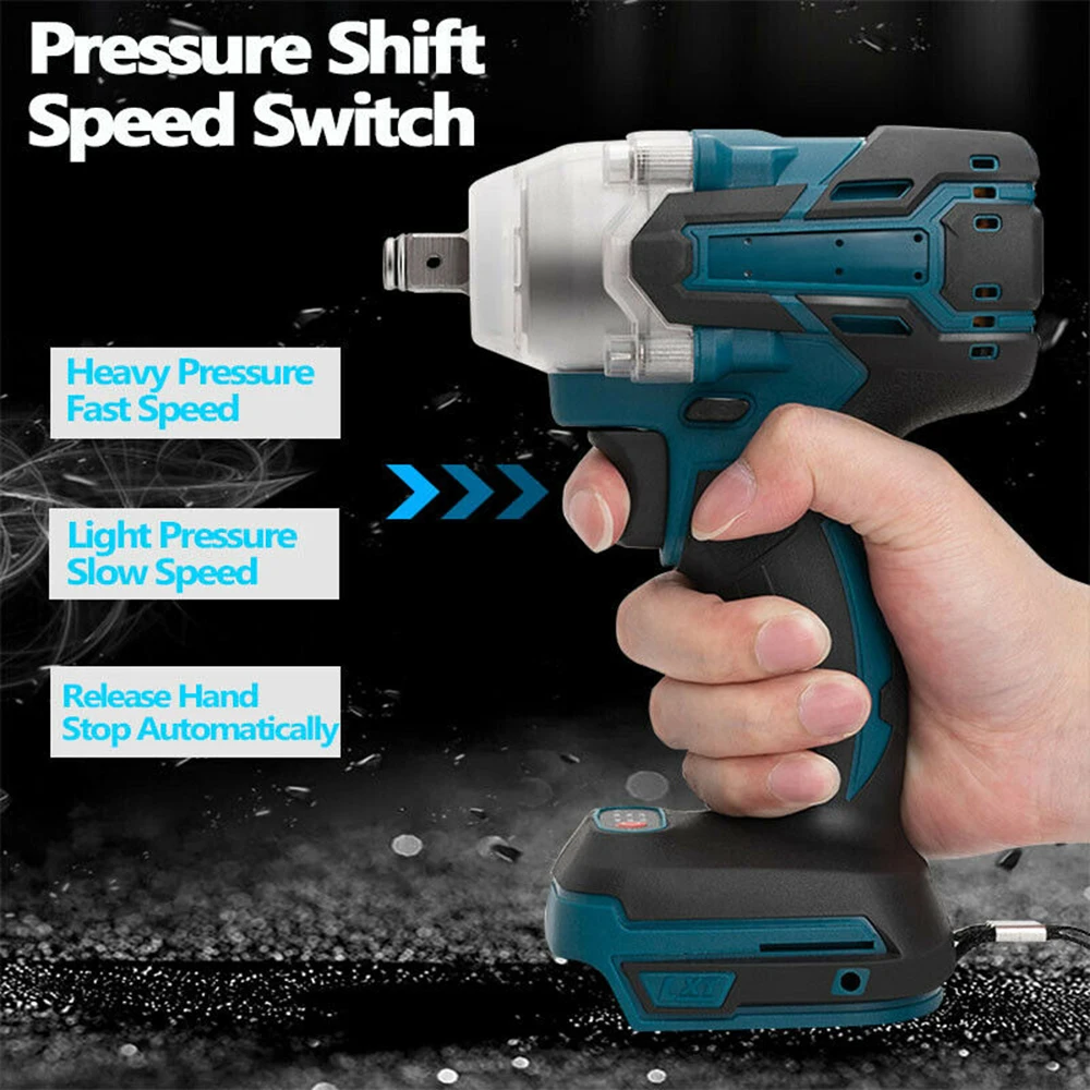 520Nm Brushless Electric Impact Wrench 18V Rechargeable Wrench Power Tool Compatible for Makita Battery 1/2 Inch Head Power Tool